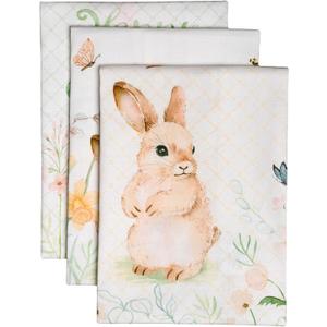 Maison d' Hermine Kitchen Towels Set of 3 100% Cotton 27.50" x 20" Reusable Cloth Tea Dish Towels Absorbent with Hanging Loop for Kitchen Gifts for Mothers Day Spring/Summer (Easter Dew)