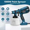 Paint Sprayer 1000W High Power Electric Spray Paint Gun with Adjustable Spray Width Knob,1400ML Container,4 Nozzles & 3 Patterns,Easy to Clean for Furniture Cabinets House Painting Blue