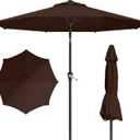 10FT Patio Umbrella, Outdoor Umbrella with Push Button Tilt and Crank, 8 Sturdy Ribs, UV Protection & Waterproof Market Umbrella for Pool, Backyard, Beach,Deck (Brown)