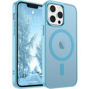 SUPFINE Magnetic for iPhone 12 Pro Max Case (Compatible with MagSafe) (Military Grade Drop Protection) Slim Translucent Matte Shockproof with Anti-Fingerprint Phone Case,Light Blue