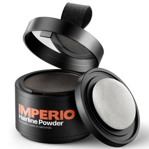 IMPERIO Root Touch Up Hair Powder for Concealing Hair Loss instantly - Hairline Powder for Women & Men - Water resistant Root Cover Up for Thinning Hair in Premium Hairdressing Quality (Dark Brown)