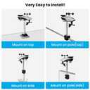 12-in-1 Wireless Weather Station for Outdoor Farm Garden, Indoor Outdoor with Rain Gauge, Wind Speed, Forecast, Temp, Humidity, Pressure, Moon Phase, Alarm, 100m Range(No WiFi)
