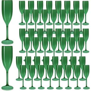 Champagne Flutes, Reusable Plastic Champagne Glasses for Wedding, Unbreakable Wine Glasses for Party Mimosa Bar Anniversary Bridal Shower (48, Green)