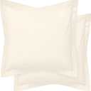 Cotton Metrics Heavy Quality European Square Pillow Shams Set of 2 Ivory 600TC 100% Organic Cotton Euro Pillow Shams 28"x28" Pillow Cover, Cushion Cover Euro Size