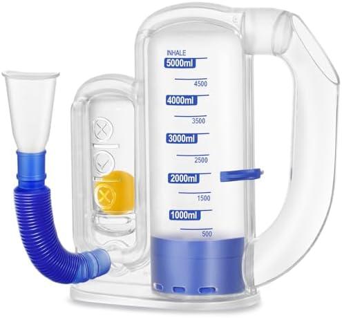 Incentive Spirometer Adult, Breathing Exercise Device for Lungs, Deep Breathing Trainer for Adults - 5000ml Volume Measurement with Flow Rate Indicator Incentive Spirometer Adult, Breathing Exercise Device for Lungs, Deep Breathing Trainer for Adults - 5000ml Volume Measurement with Flow Rate Indicator