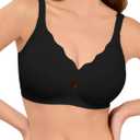 LUCKMEEY Bras for Women No Underwire Wave Push Up Wireless Bra Seamless Bras Full Coverage Bralettes Lift Everyday Bras (Large, Truffle Black)