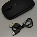 Wireless Bluetooth Mouse, Rechargeable, LED, Silent, Ultra-thin Design (Bluetooth 5.2 and 2.4GHz USB Receiver) | Portable Computer Mouse for Laptops, iPads, MacBooks and Apple Devices (Black)