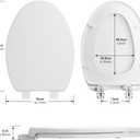 Toilet Seat Elongated, Toilet Seats with Cover Quiet Close, Never Loosen Bumpers, Easy Removing and Cleaning, White, 18.5"L x 14"W