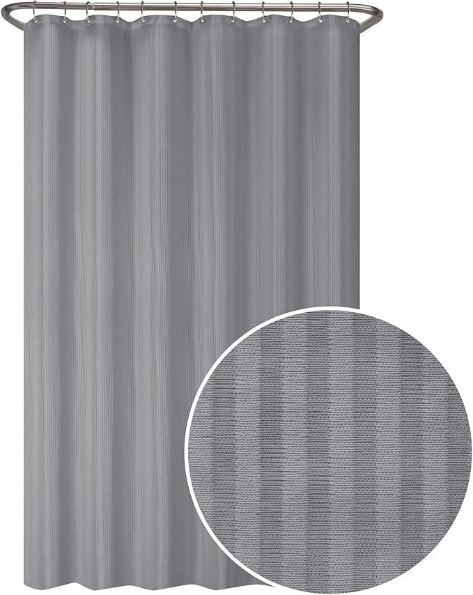 Zenna Home Ultimate Striped Waterproof Fabric Shower Curtain or Liner, 70" x 72" Grey (MSC19089)