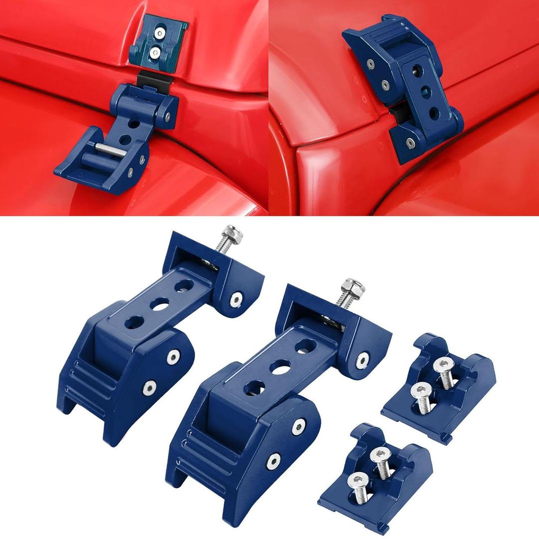 RT-TCZ for Wrangler Hood Latches Catch Kit for Jeep Wrangler JK 2007 up for Wrangler JL 2018 up for Gladiator JT 2020 up Blue Exterior Accessories 2pcs (3-Holes)