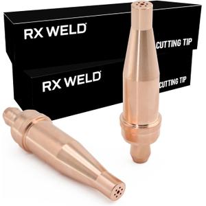 RX WELD 2-1-101 Acetylene Cutting Torch Tips, Fit V-Style Heavy Duty Torch - Pack of 2