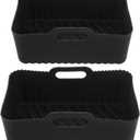 KICHOUSE 2pcs Reusable Silicone Inserts for Air Fryer Baking Nonstick Liners for Oven (Black)