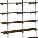 HITOMEN Industrial Iron Pipe Shelves, 3 Set 5-Tier 70.5" Tall 12" Depth, DIY Open Bookshelf Bookcase, Wall Mounted Vintage Retro Shelving, Rustic Farmhouse Pantry Kitchen Storage, Black Shelf Brackets