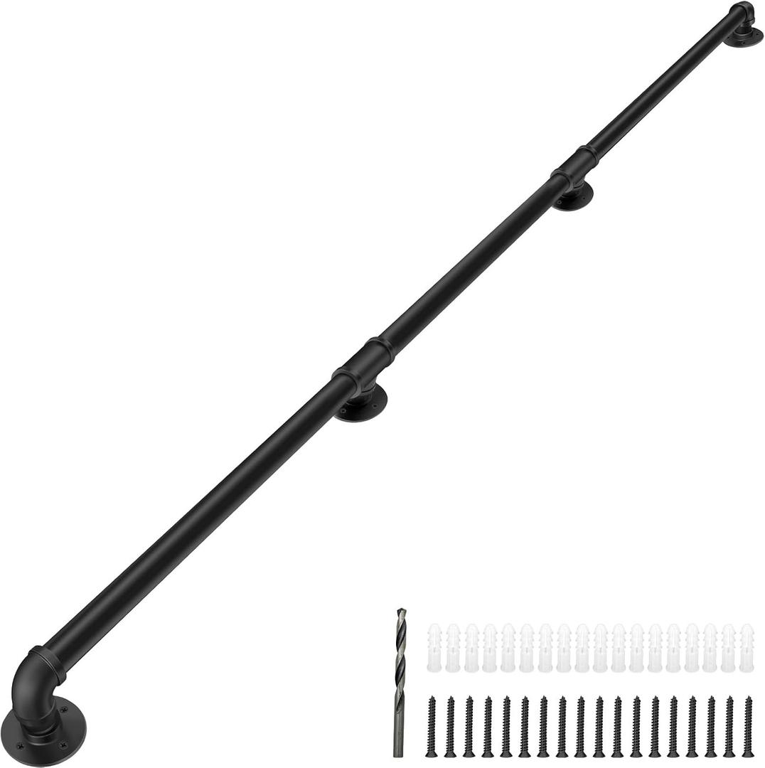 Industrial Staircase Handrails 10FT, 1.3" Hand Rails for Indoor Stairs
