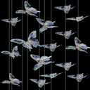 24 Pcs DIY Butterfly Decorative Ceiling Hanging Ornaments Hanging Butterflies Ceiling Decoration with 295 Feet Fishing Line for Christmas Tree Wedding Bedroom Decor, Iridescent