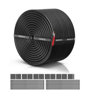 NAOEVO 18 Gauge Wire 2 Conductor Electrical Wire, 18 AWG Stranded PVC Cord, 12V Low Voltage/Tinned Copper/Flexible Cable for Automotive Wiring, Lamp Cord, Marine Cable (100FT)