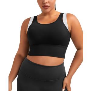 UBCUTE Crop Tank Tops for Full Bust Women,Wireless Push-Up Sports Bra, Full-Coverage Workout Top for Yoga, Gym & Running