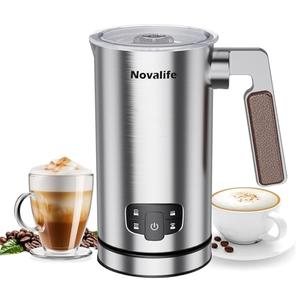 Novalife Milk Frother, 4 in 1 Milk Frother and Steamer with Two Whisks, Frothing Whisk and Heating Whisk, Automatic Warm and Cold Foam Maker for Coffee Latte Cappuccino Macchiato Hot Chocolate Matcha