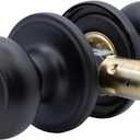 Copper Creek Matte Black Door Knobs - Round Colonial Knob, Non-Locking Passage Handle, Keyless Lockset, Fits All Standard Doors for Home Improvement, Hallway, Closet, Bedroom, Bathroom, 1 Pack