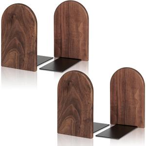 Book Ends,2 Pair Medium Bookends Wood Book Ends Universal Economy Bookend (2, Medium)