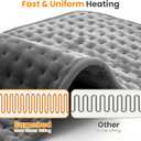 Electric Heating Pad for Back Pain Relief & Cramps - 6 Heat Settings,Auto Shut Off,Moist Heat Options,Portable Heated Pads for Neck/Shoulder Machine Washable Gift for Men Women,Grey,20"x24"