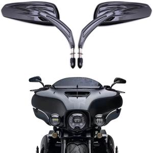 DREAMIZER Motorcycle Rear View Mirrors Handlebar Side Mirrors for Street Glide Road Glide Electra Glide CVO Sportster Road King Softail Fatboy Cruiser Touring - Black,Snake Eye