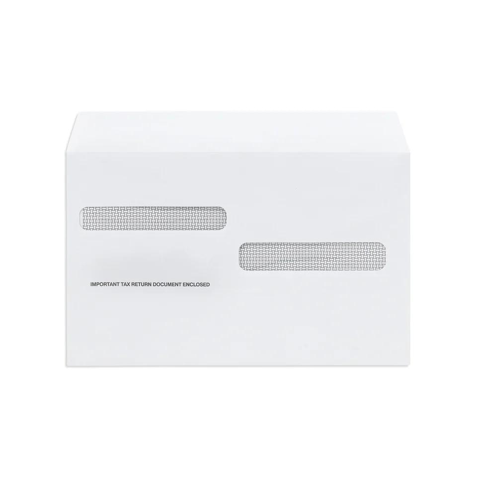 100 Envelopes Designed for W-2 Forms 4-Up, Self- Seal Double Window, Security Envelopes Pack of 100