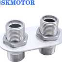 A/C Bulkhead,2-Port Billet Aluminum Heater Bulkhead Connector Hot Rod(Silver)
