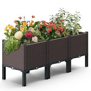 47x15x19in Raised Garden Beds Outdoor, Polypropylene Elevated Planter Boxes Outdoor for Vegetables, Flowers, Herbs, Garden Box with Drain Outlet, Heat and Frost Resistance Planters, 300lb Capacity