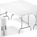 Sweetcrispy 6 FT Folding Picnic Table 2 Pack, Easy to Fold and Store | Foldable Table for Camping Picnic Dining Party Kitchen Outdoor Indoor with Carrying Handle