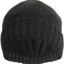 Heat Logic Men Double Layer Knit Beanie, Thick Thermal Skull Cap, Knitted Cuffed Soft Warm Hat, Winter Warm Cap for Adults (Black)
