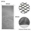2 Pack 24" x 48" Flattened Expanded Metal Sheet, 11 Gauge Raw Steel Mesh, 1.25" x 0.6" Diamond Hole, Deburred Smooth Edges, Heavy Duty Steel for BBQ Smoker Grates, Trailers & DIY Projects
