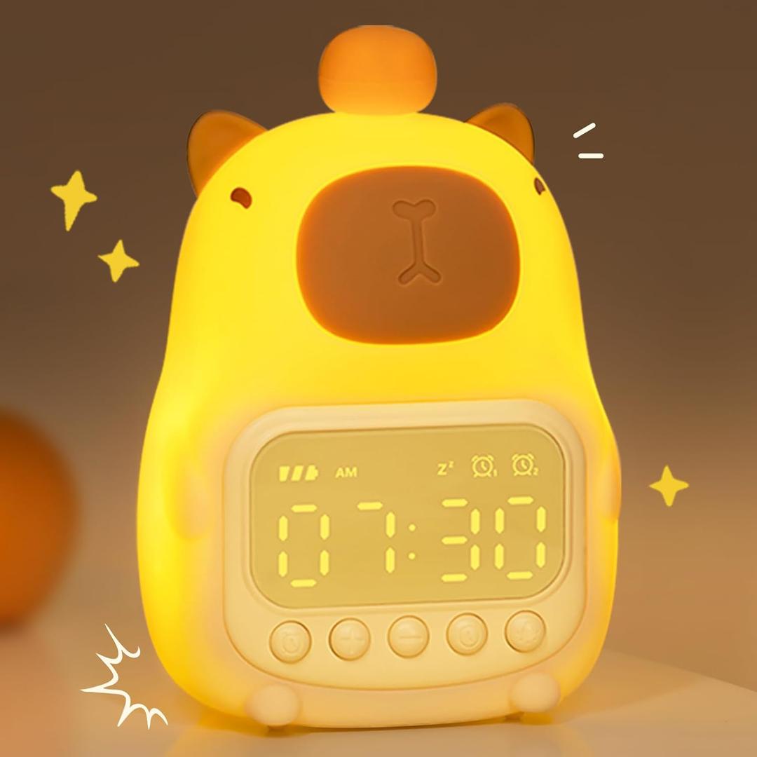 MASHI Capybara Alarm Clock with Night Light, ok to Wake Clock for Kids, Digital Alarm Clocks for Bedrooms, Snooze, Toddler Sleep Training Clock,Gift for Kids Girls Boys Teens Birthday Room Decor (Cpybara)