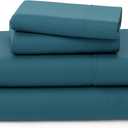 Cosy House Collection Luxury Bamboo Sheets - Blend of Rayon Derived from Bamboo - Cooling & Breathable, Silky Soft, 16-Inch Deep Pockets - 4-Piece Bedding Set - Queen, Dark Teal