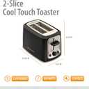 Toastmaster 2-Slice Toaster - Black with Stainless Steel - Kitchen Essential for Sandwich Bread & Breakfast Toast - Toaster with Wide Slots, High Rise Toast Lift & Cool-Touch Exterior