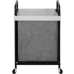 STO STO Laundry Hamper, 90L Rolling Laundry Sorter Cart with Removable and Washable Liner Bag, Clothes Hamper with Wheels and Metal Handle for Laundry Room and Bedroom, Gray (1-Section)