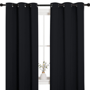 NICETOWN Pitch Black Solid Thermal Insulated Grommet Blackout Curtains/Drapes for Bedroom Window (2 Panels, 42 inches Wide by 63 inches Long, Black)
