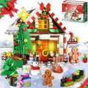 Christmas Gingerbread House Building, Christmas Village House Building Set, Contain Christmas Tree and Train, Xmas Brick Toy Gifts for Adults Teens and Kids 1288PCS (Brown)