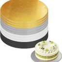 12 PCS 12 Inch Cake Drums Round, 1/2 Inch Thick Cake Boards, Four Colors: White, Gold, Black and Silver, Professional Quality Cardboards