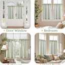 jinchan Striped Linen Kitchen Curtains 36 Inches Length Tier Curtains Farmhouse Modern Cafe Style Small Window Treatments Airy Light Filtering Rod Pocket for Living Room Bathroom 2 Panels Sage Green