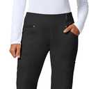 Cherokee Scrubs for Women Mid Rise Straight Leg Scrub Pants For Women Pull-on Bottoms with 6 Pockets & 360° Stretch - CK002 (Black, S)