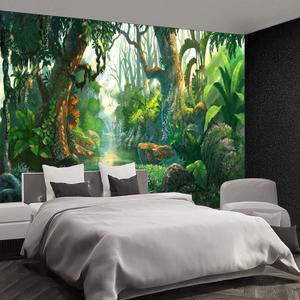Fightal - Nature Forest Tree Mural Woodland Landscape Backgrounds Cottage Jungle Wallpaper Extra Large Wall murals for Bedroom Living Room（not Peel and Stick）- 151“x 105"