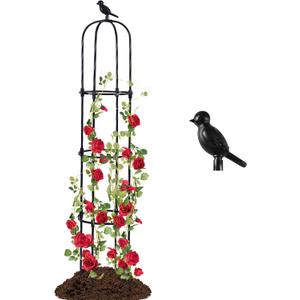 Lalahoni Garden Trellis for Climbing Plants Outdoor, Plant Support for Potted Flowers Vegetable Vine Indoor Outdoor, Garden Obelisk, 6ft Tall Rose Trellis, Black, 1pc