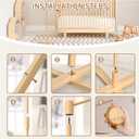 FEISIKE Baby Crib Mobile Arm with Music Box Spin Motor, 57.4 Inch Mobile Arm for Crib Wooden Nursery Decor Hanger Holder for DIY Mobile