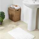 Better Trends Lilly Crochet 17x24 Reversible Bath Rugs and Bath mats for Bathroom, Luxurious 100% Cotton Bath Rug & Water Absorbent Bathroom Mat - White Bath Matt