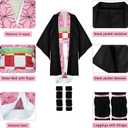 MEEZY 13 Pcs Japanese Anime Kimono Outfits Halloween Cosplay Costume for Adults (Black)