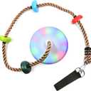 LED Disc Swing Seat Climbing Rope with Platforms Swing Set Outdoor Backyard Playground Accessories Multicolored