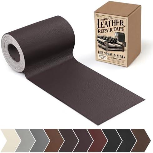 Fadoub Leather Repair Patch, 3 x 60In Self Adhesive Leather Repair Tape Kit for Furniture, Couch, Sofa, Office, Car Seats, Car Interior,Vinyl Repair Kit (Dark Brown)