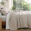 Bedsure Quilts King Size - King Quilt Bedding Set Bedspread Coverlet Comforter, Lightweight Neutral Striped Bedding, 3-Piece Set with 106"x96" Coverlet & 2 Pillow Shams, All-Season Soft Microfiber