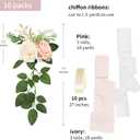 Wedding Aisle Decorations - Set of 10 Pew Flowers - Artificial Roses & Eucalyptus - Pink & Cream - 5.5" x 13" - Elegant Traditional Modern Style - Chair Flowers